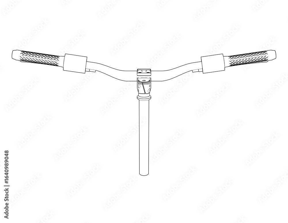 Obraz premium Abstract Bicycle Handlebar Technical Drawing - Simple Monochrome Line Art for Mechanical Engineering and Architectural Blueprints. Clean Wireframe Outline Illustration of Cycle Parts and Design.