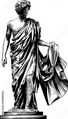 Elegant classical statue with drapery - vintage engraved illustration for art and design