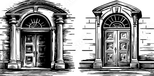Vintage georgian doorway engravings set for architectural design and historical projects