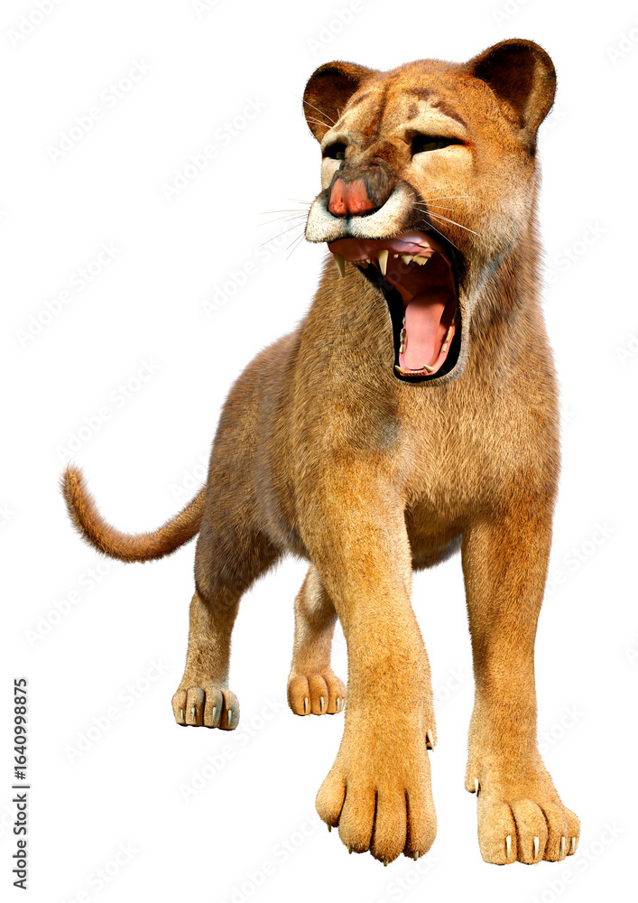 Obraz premium 3D Rendering Big Cat Puma on White