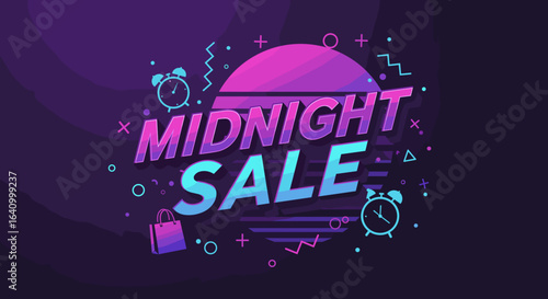 Midnight sale design with vibrant colors and modern style  