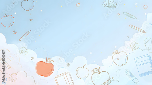 Flat Pastel Vector Banner Background with Soft Lines