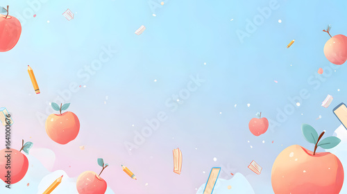 Flat Pastel Vector Banner Background with Soft Lines