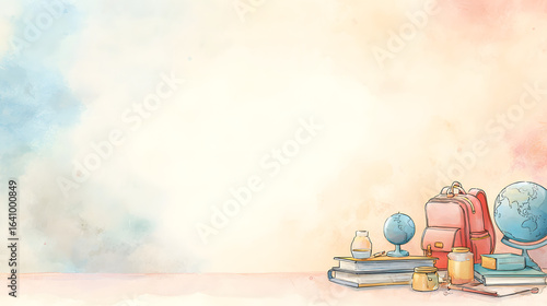 Light Pastel Watercolor Wash Background with Faint Lines