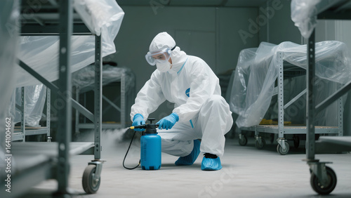 worker in protective uniform