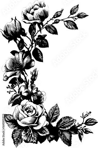 Intricate floral engraving vertical border design for classic decor and stationery