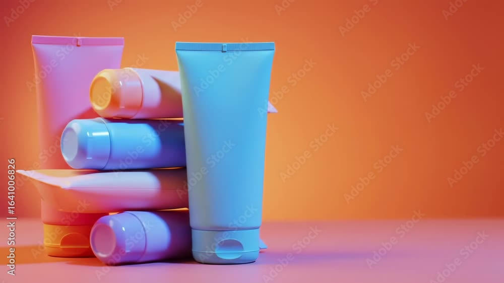 Stack of colorful cosmetic tubes Stack of colorful cosmetic tubes