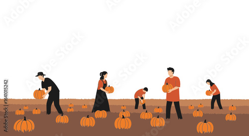 Harvesting Pumpkins in the Autumnal Field with Family Bonding Moments