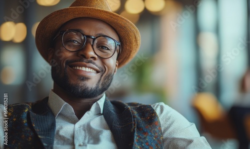 Inclusive image showing a happy, smiling Black African American disabled office LGBTQ+ colleague in a wheelchair. The scene celebrates diversity and inclusion in the workplace, Generative AI
