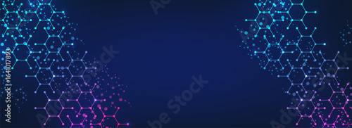 Molecular structure DNA, atom, neurons. Medical, technology, chemistry, science background. Science concept for your design. Connected lines with dots. Vector illustration.
