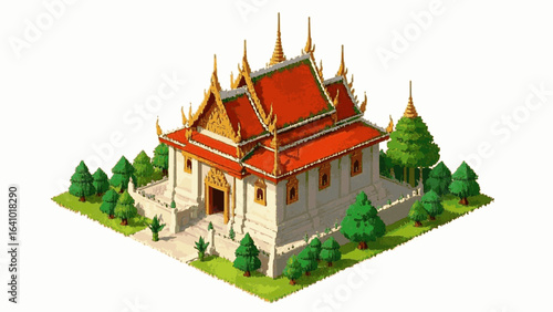 Umbrellas Blur Thai temple isolated watercolor vector illustration svg
