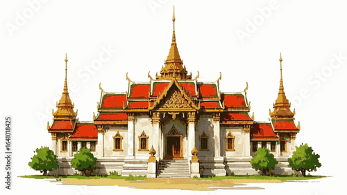 Naga Mist Thai temple isolated watercolor vector illustration svg