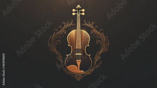 Ornate violin framed in gold