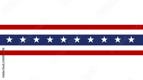 American ribbon flag, decorative stripes and stars, patriotic element