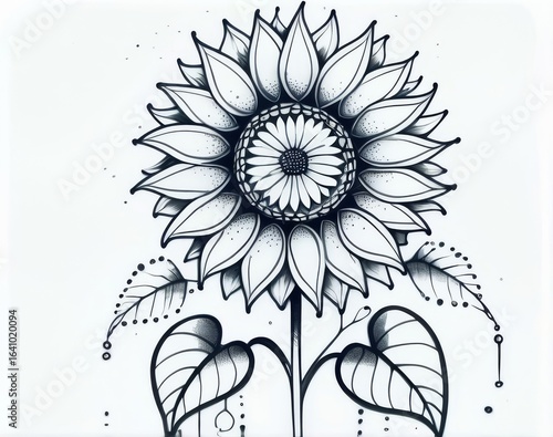 Tattoo design piece black and white, feminine tattoo