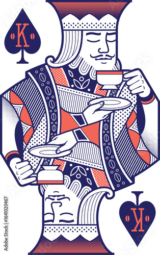 Coffee Lovers Spade Courts - King Dark blue