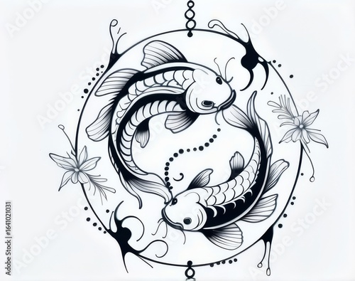Tattoo design piece black and white, feminine tattoo