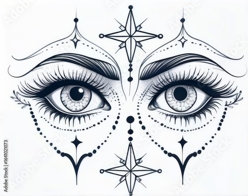 Tattoo design piece black and white, feminine tattoo