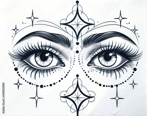 Tattoo design piece black and white, feminine tattoo