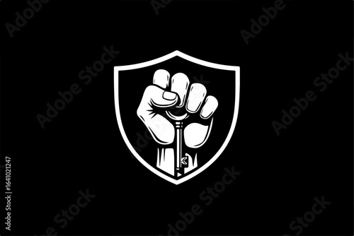 Fist Holding a Key with Shield vector