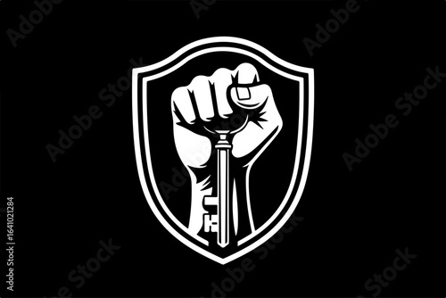 Fist Holding a Key with Shield vector