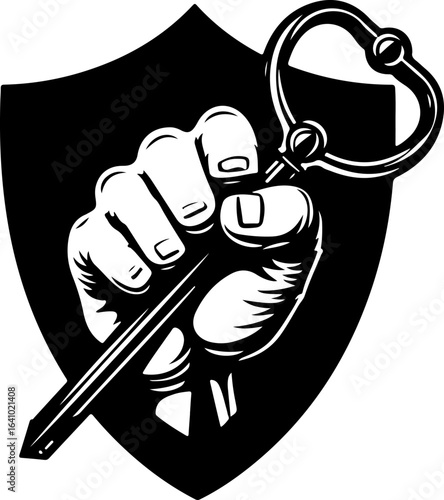 Fist Holding a Key with Shield vector