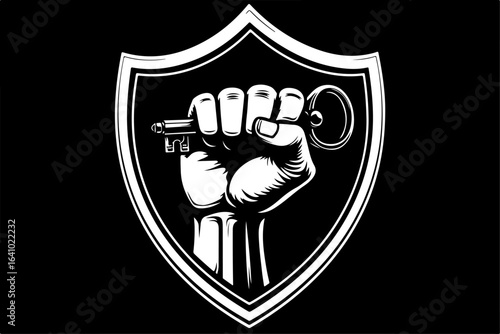 Fist Holding a Key with Shield vector