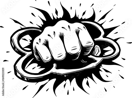 Fist with Brass Knuckles vector graphcis