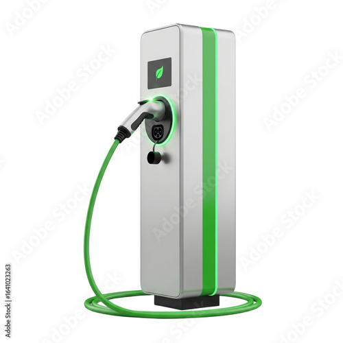 Electric Vehicle Charger on Isolated transparent background png. generated with AI