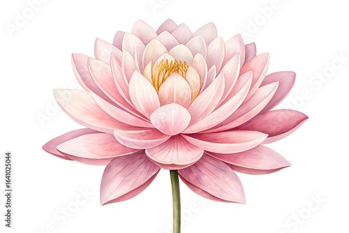 Beautifully detailed watercolor painting of a delicate pink lotus flower in full bloom