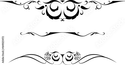 black and white set of delimiters for text, dividers