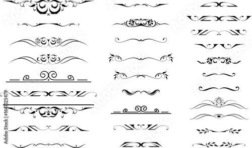 black and white set of delimiters for text, dividers