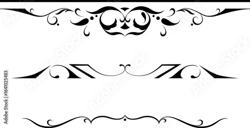 black and white set of delimiters for text, dividers