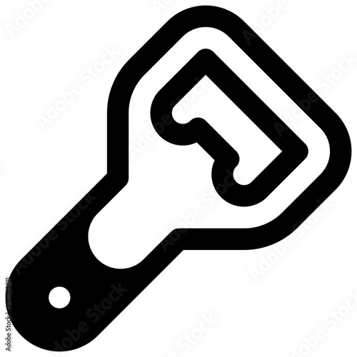 Bottle opener. Outlined stroke vector icon with black-filled details.