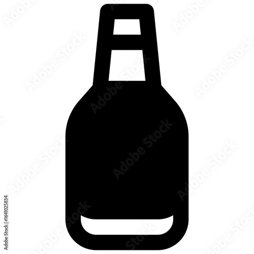 Heritage beer bottle. Outlined stroke vector icon with black-filled details.