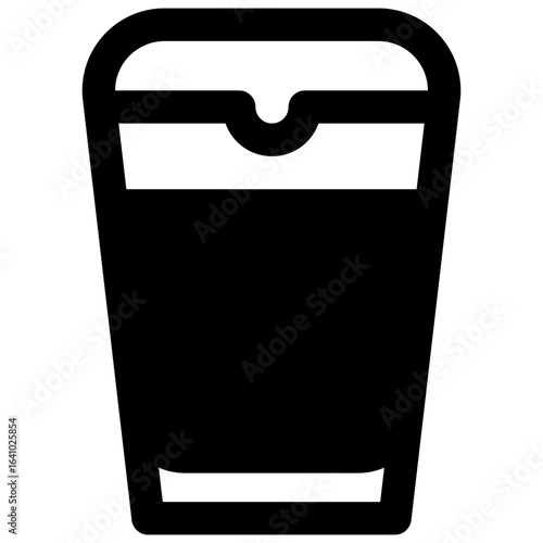 Shaker pint glass. Outlined stroke vector icon with black-filled details.