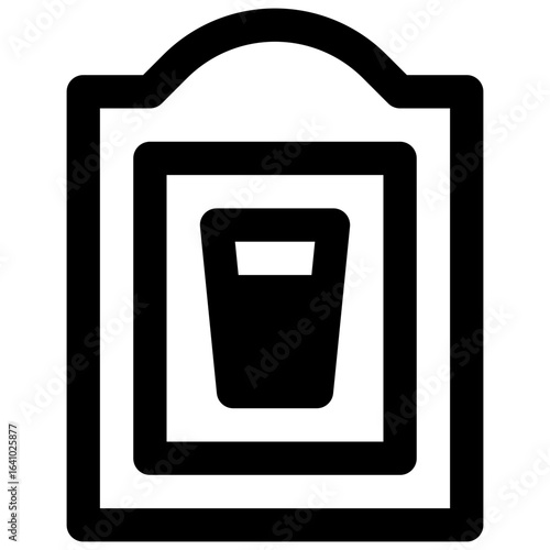 Pub sign. Outlined stroke vector icon with black-filled details.