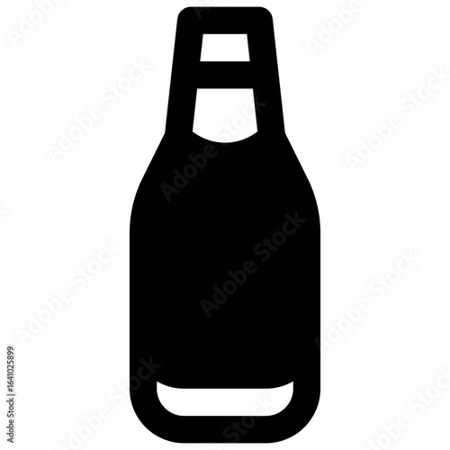 Vichy beer bottle. Outlined stroke vector icon with black-filled details.