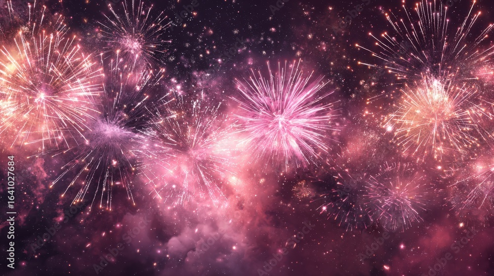 Fototapeta premium Spectacular Fireworks Display Illuminating the Night Sky with Vibrant Colors and Festive Celebrations