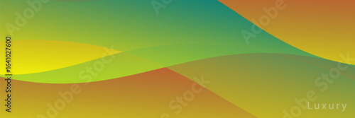 Abstract vector modern corporate concept background orange and yellow with wavy editable light green color pattern.
