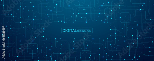Motherboard technology circuit board texture design. Creative idea AI banner concept for internet technology. Digital motherboard concept for poster, cover, banner, header, web presentation template.