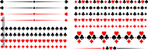 Poker card symbols. Horizontal dividers. Vector isolated design elements