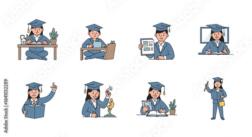 Diverse Students Celebrating Graduation with Academic Achievements and Scholarly Pursuits for Educational Resources and Commencement Ceremony Designs