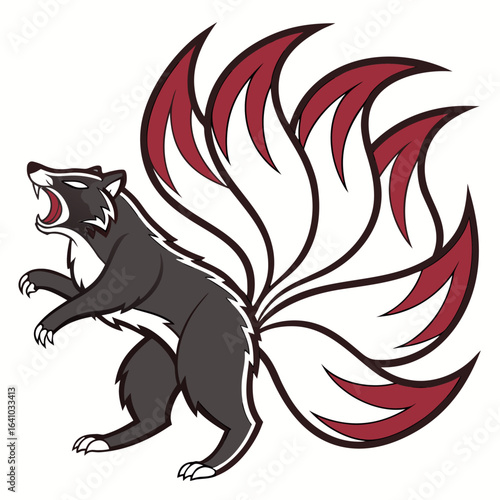 Vector Logo Design of a Legendary Nine-Tailed Civet

