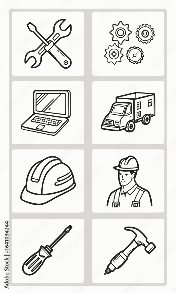 Fototapeta premium Tools and worker icons wrench screwdriver