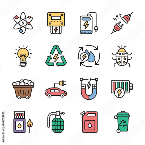 Get this amazing linear collection of sustainable energy icons