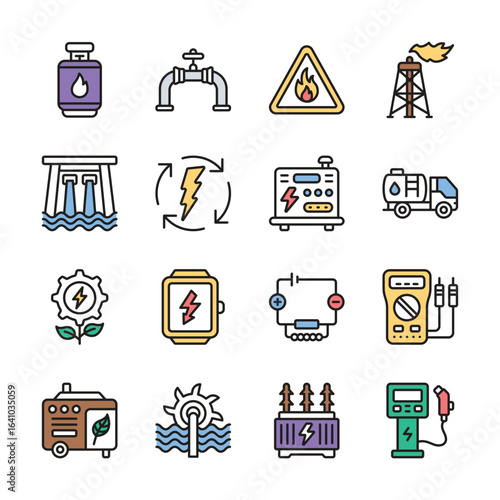 Grab this latest outline collection of sustainable power icons
