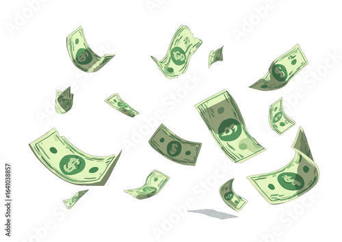 Dollar bills falling