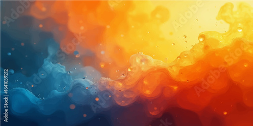Fiery orange clouds of smoke and bubbles drift across a dark grunge paper-like background