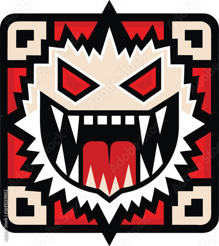 Halloween QR Code Angry Monster Square Icon Design